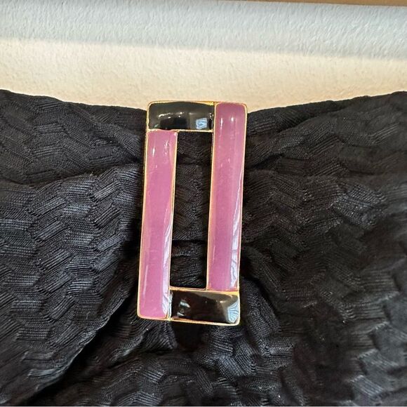 Salinas Black Bandeau Herringbone Texture Brazilian One Piece Swimsuit XS - Picture 6 of 9